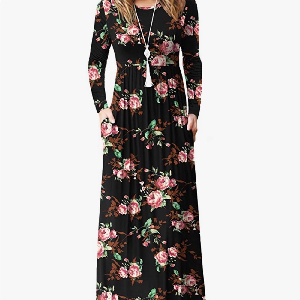 Vishow Black Maxi Dress with Pockets